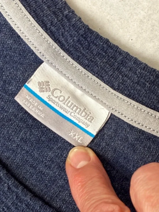 Columbia Navy blue mens thermal waffle knit crew neck shirt plus sz XXL - Picture 4 of 7